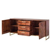 Gfine Sideboard with two doors and three drawers made of solid acacia wood 150x40x76cm